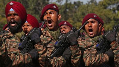 The Indian Army Day parade gets under way in Bangalore. EPA