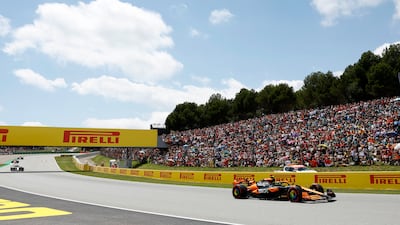 McLaren driver Lando Norris on his way to second place. AP