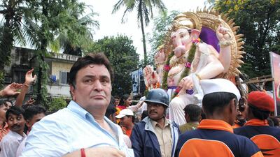Rishi Kapoor attends the Ganpati Bappa Immersion at RK Studio in Mumbai on September 3, 2009. AFP