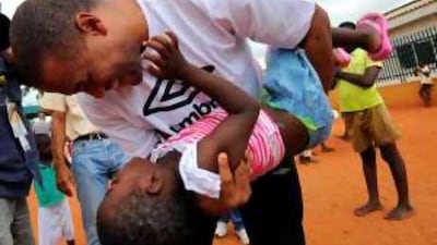 John Barnes visiting an orphanage in Luanda, Angola in January.