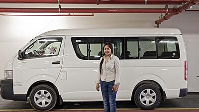Elena Villa has lived in the emirates for the past five years and has been a valet parking attendant and a limousine driver. Now she drives a bus for Zuma restaurant in Dubai.