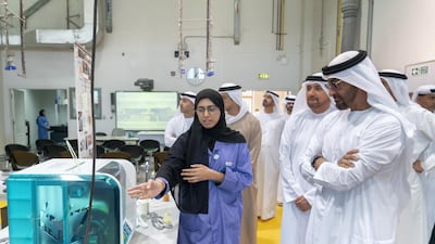 The UAE leaders toured the campus, checking out facilities and speaking with students.