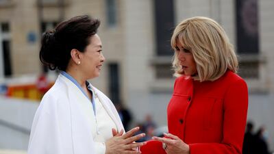 Ms Peng and Ms Macron visit the Orsay Museum in Paris on Monday. Reuters