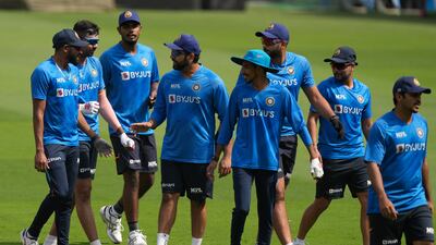 India team members during training in Ahmedabad on Saturday. AP