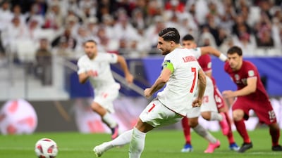 Alireza Jahanbakhsh scores from the spot for Iran. Getty Images