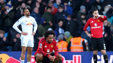 Joshua Zirkzee of Manchester United after the draw against Leeds United at Elland Road. Getty Images