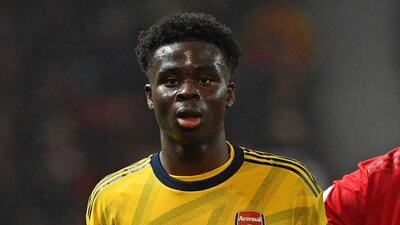 Arsenal's English striker Bukayo Saka in action. AFP