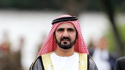 Sheikh Mohammed bin Rashid, Vice President and Ruler of Dubai, attends his son's Passing Out Parade at Sandhurst in 2006. Getty Images