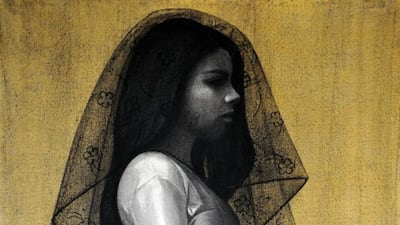 Egyptian artist Hind Adnan's painting Eclipsed. Photo: Art Cairo