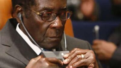 The Zimbabwe President Robert Mugabe listens to speeches at the recent African Union summit.