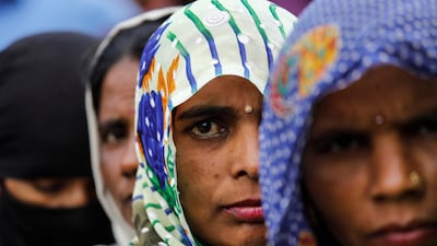 Voters line up to cast their votes in Amroha, in Uttar Pradesh. Reuters