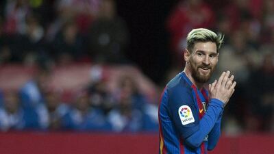 Barcelona's Lionel Messi shown during Sunday's match against Sevilla. Jorge Guerrero / AFP / November 6, 2016
