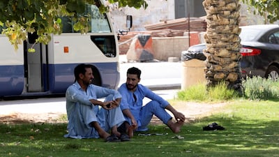 Workers rest in the shade in Riyadh. Saudi Arabia is the main destination for Bangladeshi migrant workers. Reuters