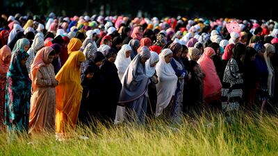Filipino Muslims gather to celebrate Eid al-Adha at the Luneta Park in Manila. AFP