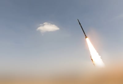 A handout screengrab taken from a video released by Houthi military media shows a missile being fired in Yemen. EPA