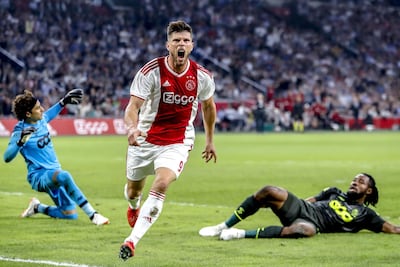 Ajax forward Klaas-Jan Huntelaar, 35, has struck four times in the Uefa Champions League qualifying phase so far, against Sturm Graz and Standard Liege. AFP