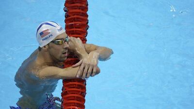 United States’ Michael Phelps holds on a lane marker during a training session prior to the 2016 Rio Olympics in Rio de Janeiro, Brazil, Tuesday, August 2, 2016. Matt Slocum / AP Photo