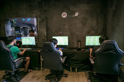 Gamers play the FIFA Online 4 game, developed by Electronic Arts in Goyang, South Korea. Bloomberg