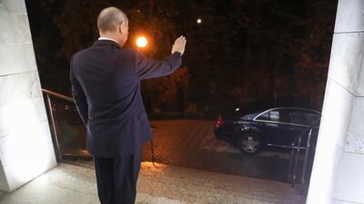 "We still have a long way to go before we achieve a complete victory over terrorists. But as far as our joint work in fighting terrorism on the territory of Syria is concerned, this military operation is indeed wrapping up," Mr Putin said in comments released by the Kremlin. Mikhail Klimentyev / Kremlin Pool Photo via AP