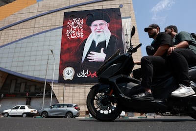 A billboard depicting the late Iranian supreme leader Ayatollah Ali Khamenei, in Tehran. EPA