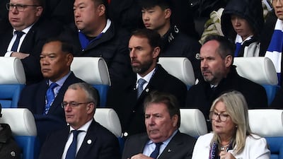 England manager Gareth Southgate watches from the stands at King Power Stadium. AFP