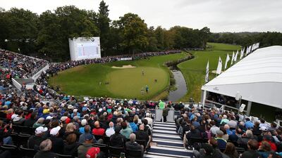 Danny Willett of England lines up a putt on the 18th hole on the final day of the PGA Championship at Wentworth Golf Club in England. Willett won the tournament by three shots, on Sunday, September 22. Getty