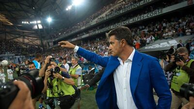 Marseille's new coach Michel shown on Sunday before his team's win over Troyes in Ligue 1. Bertrand Langlois / AFP / August 23, 2015