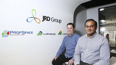 Alex Nicholas, left, and Siddarth Singh both worked together at the multinational consultancy Accenture before starting the firm. Sarah Dea / The National