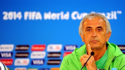 Algeria coach Vahid Halilhodzic answers questions at a press conference on Sunday at the 2014 World Cup. Thomas Eisenhuth / EPA / June 29, 2014