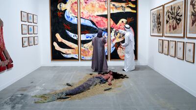 A work by Jasem Alsanea is on display at Abu Dhabi Art. Victor Besa / The National