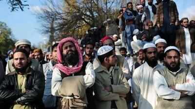 Pakistani shopkeepers and Islamists gather to protest against possible changes to the blasphemy laws in Islamabad yesterday.