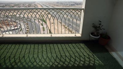 One balcony is used for plants