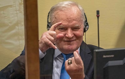 Ratko Mladic in court in The Hague in 2021. EPA