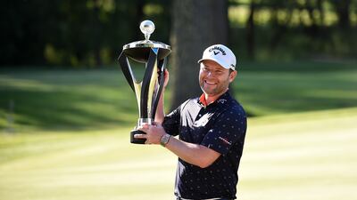 Branden Grace poses with the the trophy after winning the LIV Golf Invitational - Portland at Pumpkin Ridge Golf Club. Getty