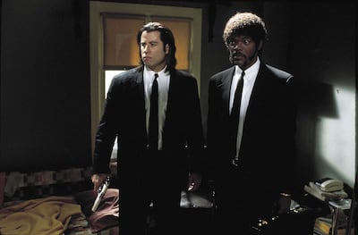 John Travolta as Vincent Vega and Samuel L Jackson as Jules Winnfield in ‘Pulp Fiction’. Courtesy Miramax Films
