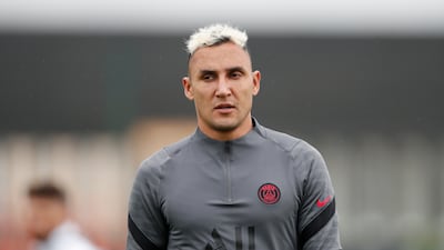 PSG goalkeeper Keylor Navas during training on Monday. Reuters