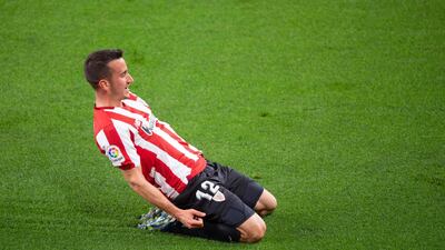 Athletic Bilbao's Spanish forward Alejandro Berenguer celebrates after scoring the opener. AFP