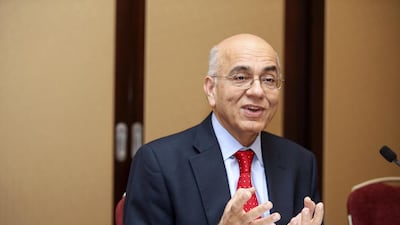 Masood Ahmed, director of the Middle East and Central Asia department of the IMF, speaks at the Conrad Hotel in Dubai. Sarah Dea / The National