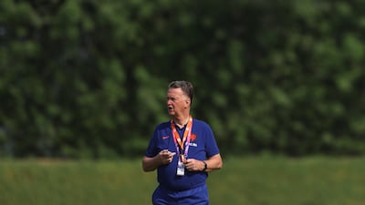 Netherlands manager Louis Van Gaal during a training session at Qatar University. Getty