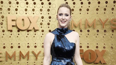 Rachel Brosnahan wears Elie Saab to the 2019 Primetime Emmy Awards. EPA