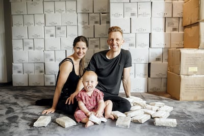 Jacob and Mai Koch, co-foudners of Dubai babycare brand Velvær, with their daughter Esther