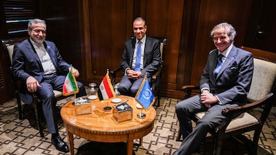 Iranian Foreign Minister Abbas Araghchi and his Egyptian counterpart Badr Abdelatty meet IAEA chief Rafael Grossi in Cairo. AFP