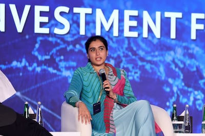 Amira Sajwani, Damac's managing director, speaking at Sharjah Investment Forum. Chris Whiteoak / The National