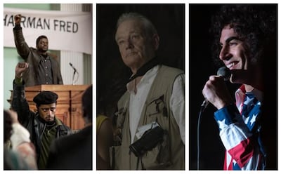 Daniel Kaluuya for 'Judas and the Black Messiah', Bill Murray for 'On the Rocks', and Sacha Baron Cohen for 'The Trial of the Chicago 7' are all likely to be in contention for the Best Supporting Actor Acardemy Award. Niko Tavernise / NETFLIX, Apple TV+, Warner Bros. Entertainment