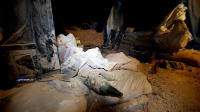A rocket is seen inside big cave of the Al-Nusra terrorism groups. Nabil Mounzer