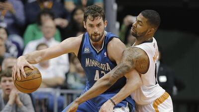 Kevin Love has told the Minnesota Timberwolves he will not re-sign with the team when his contract ends after the 2014/15 season, leading to current trade speculation. Matt York / AP