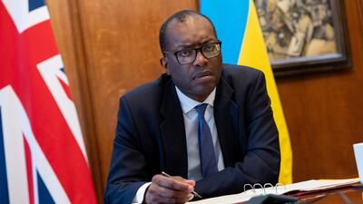 Mr Kwarteng speaks online to the Ukrainian Minister of Finance Serhiy Marchenko in September. Photo: HM Treasury