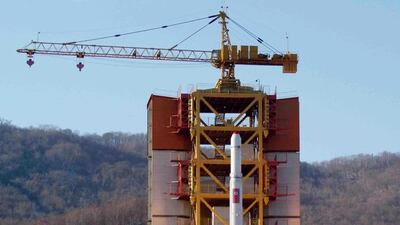 A handout photo provided by the official Korean Central News Agency (KCNA) shows shows a long-range rocket being launched from the North's northwest Dongchang-ri launch site, North Korea on February 7, 2016. EPA/KCNA Handout