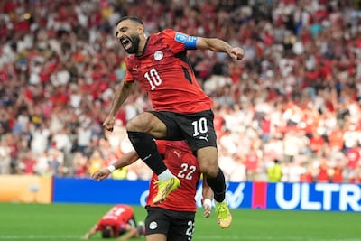 Mohamed Salah celebrates scoring Egypt's second goal. EPA