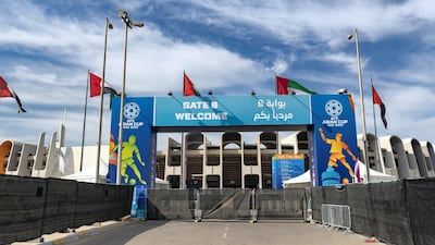 The Zayed Sports City Stadium in Abu Dhabi is being readied for the 2019 Asian Cup, which kicks off on Saturday. Chris Whiteoak / The National